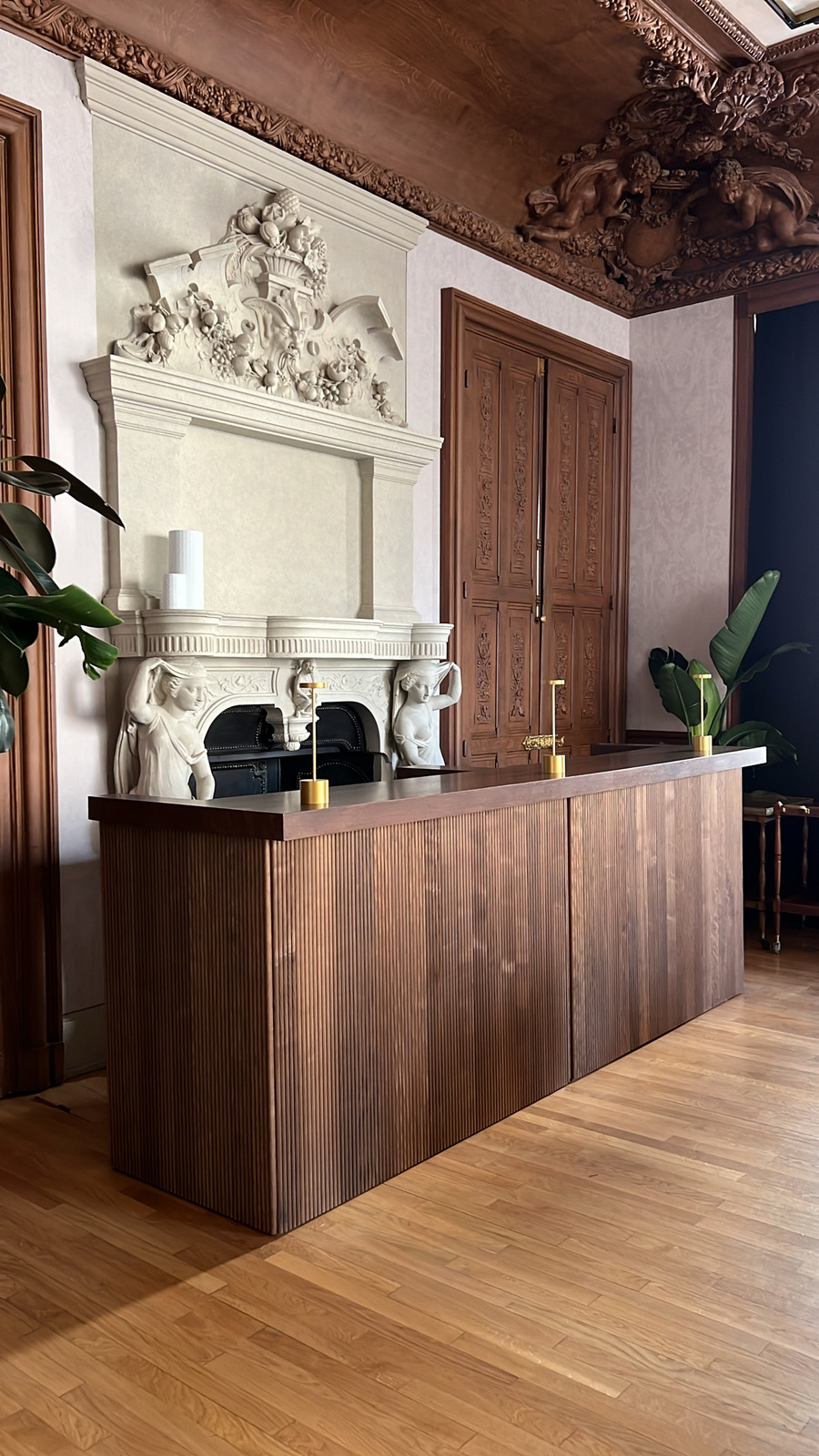 Double bar personnalisable · habillage et plan de travail bois chêne